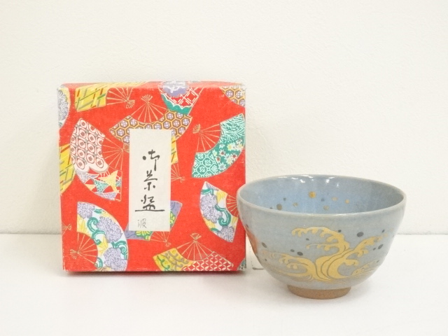 JAPANESE TEA CEREMONY / TEA BOWL CHAWAN / KYO WARE / KINSAI IROE / ARTISAN WORK